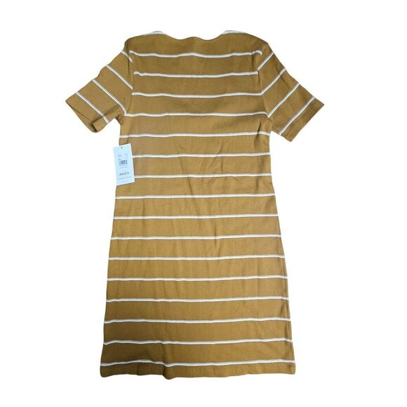 RVCA Donner Striped Ribbed Knit Dress Scoop Neck Zip Womens L‎ Cotton Blend NWT - Picture 8 of 11
